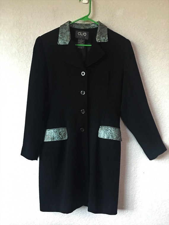 Clio size 8 women's black coat/green black animal… - image 1