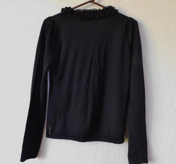 DKNY JEANS size L black wool sheer pullover sweat… - image 2