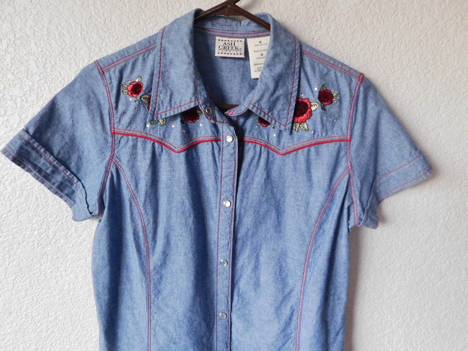Ash Creek Denim Size M Cowgirl Blouse/pearl Snap Buttons - Etsy