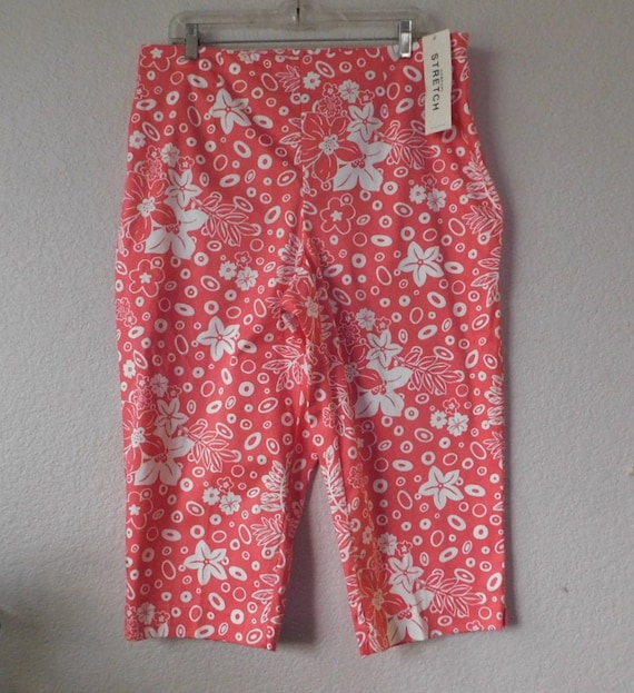 Koret Size 16W Capri Pants/cute Pink White Floral Capri Pants/new