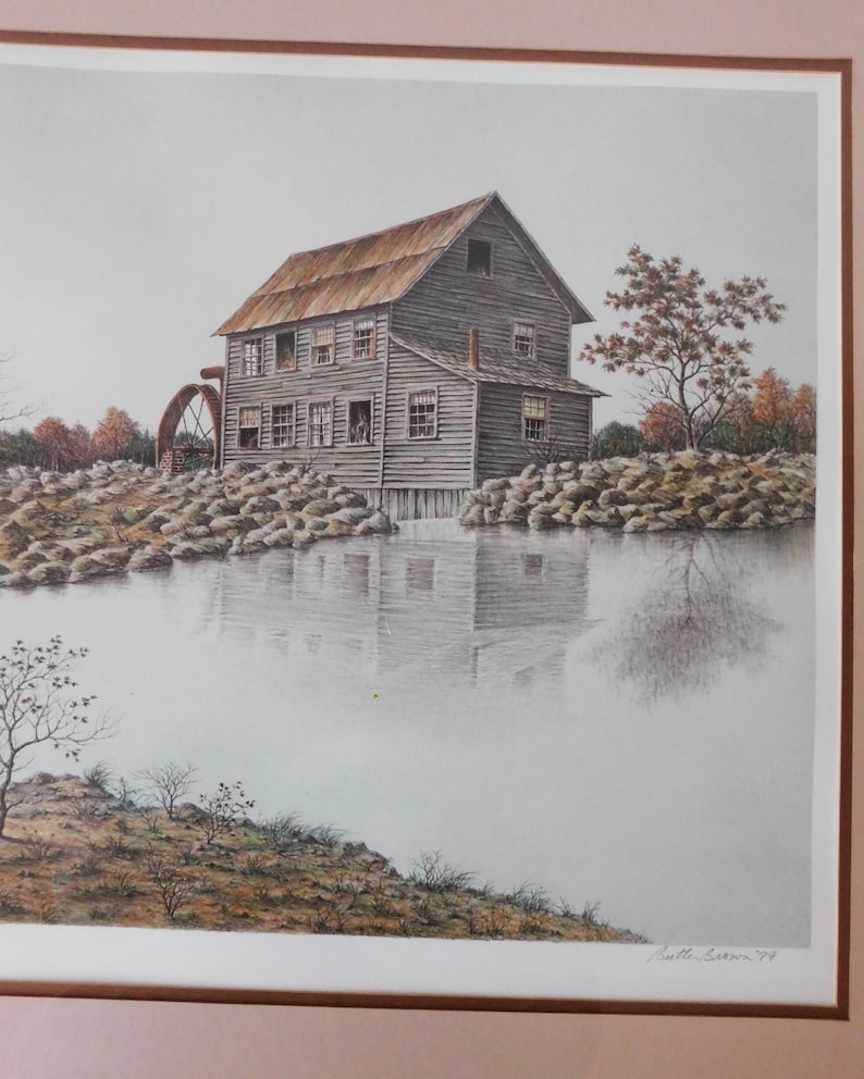 Vintage Framed Butler Brown 1979 Millpond Reflecion Lithograph/artist ...