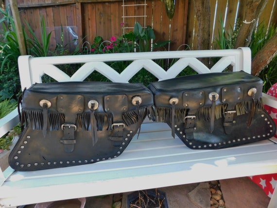 vintage leather saddlebags