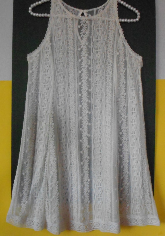 Vintage size S Ivory lace sleeveless dress/BEAUTI… - image 1