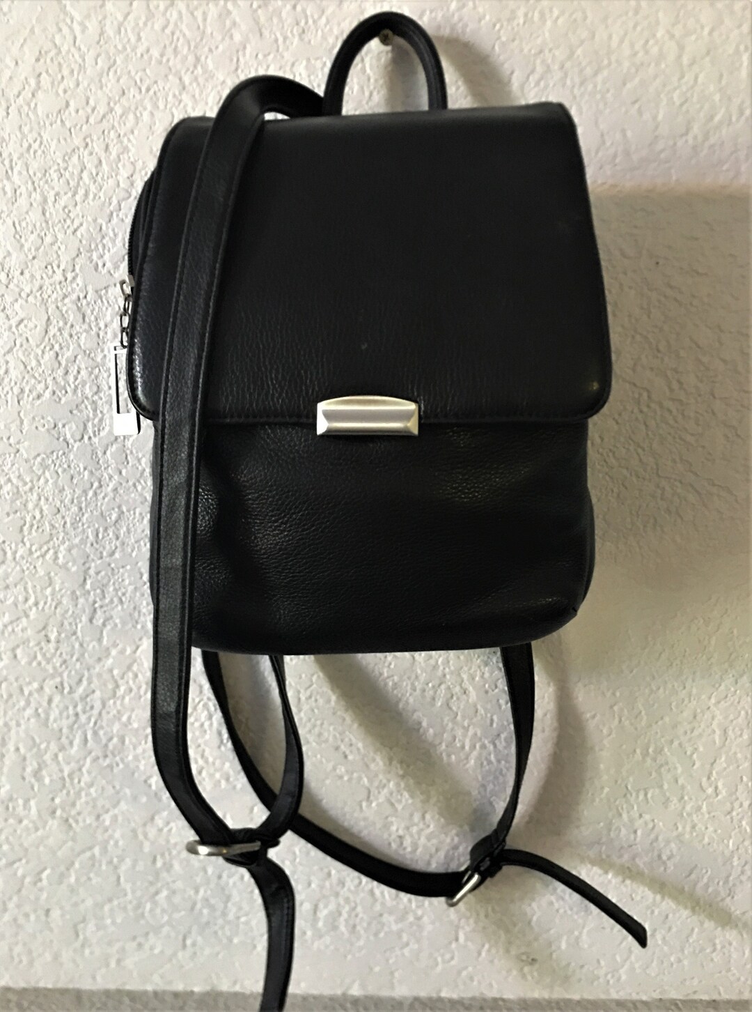 Piel De Vaca Women's Black Pebble Leather Backpack/black - Etsy