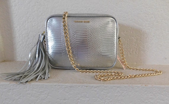 New Victoria Secret python emboss SILVER gold cha… - image 1