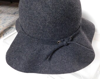 SCALA Bucket Cloche HAT Felt Grey 100% Wool Chic City One Size Boho Scala Collections Women main image 2