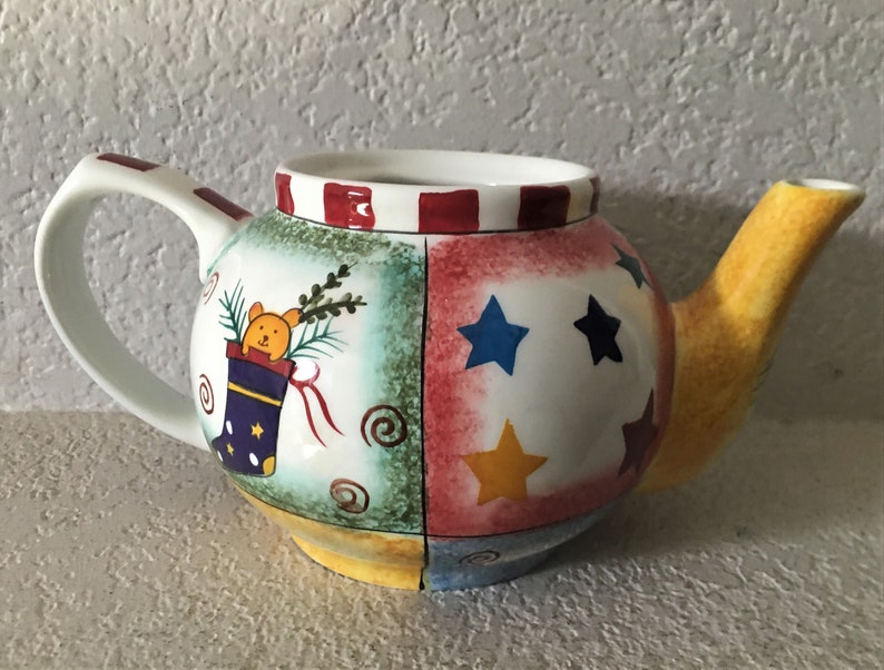 Pfaltzgraff Ceramic Christmas Tea Pot/great Holiday Theme Etsy
