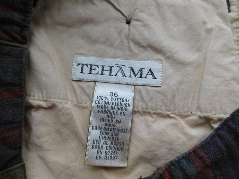 Rare Tehama size 36 men's cotton shorts/ classic cotton checker shorts/brown green red checker shorts image 3