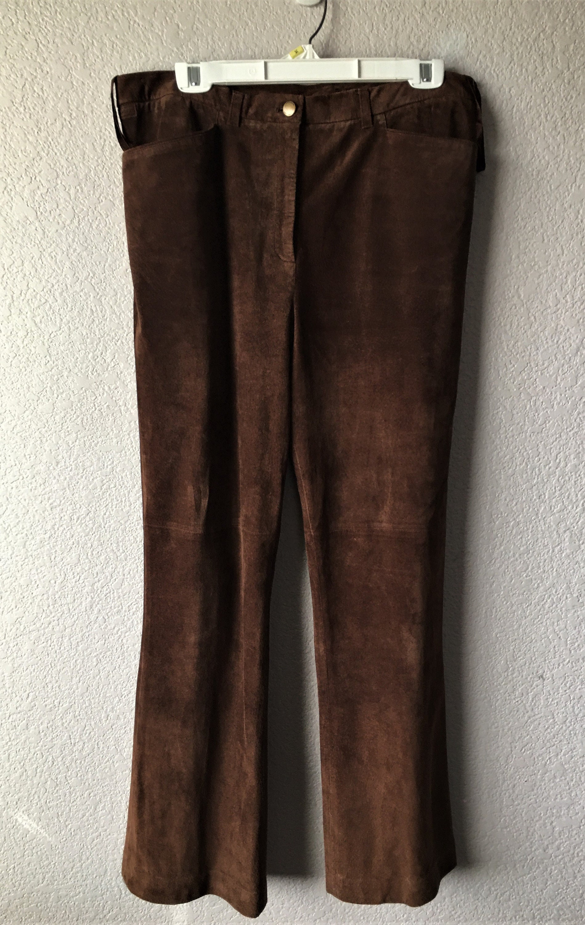 Lauren Ralph Lauren Size 14 Suede Pants/brown Suede Leather Lauren