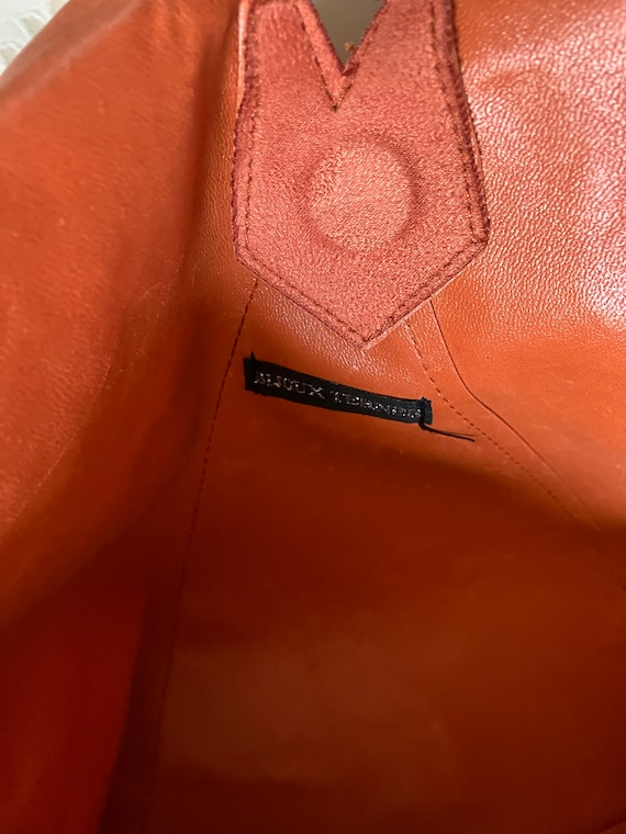 vintage faux suede orange shoulder bag/tie faux s… - image 9