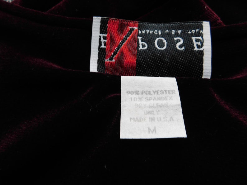 Expose France USA Italy women/'s burgundy velvet dressstretchlong dresslong sleeveparty dressflare skirtmade in USAsize M