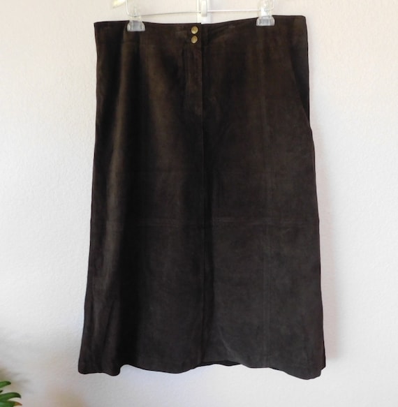 Lauren Ralph Lauren dark brown suede long skirt/so