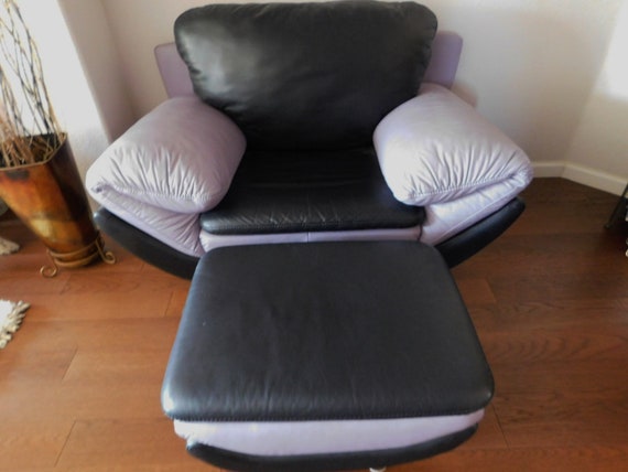 KLER Leather Foot Stool Arm Lounge Chair chrome Legs Arm Chair