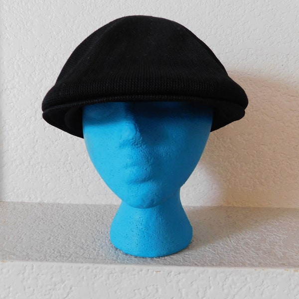 Black knit newsboy hat/nylon knit black newsboy cap