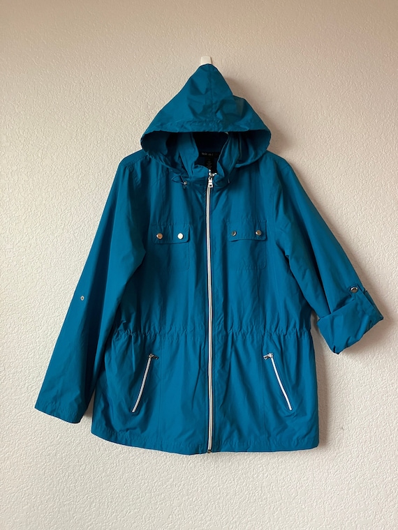 Turquoise rain sale jacket