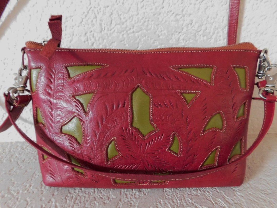 Vintage JL Saldivar Handmade Leather Crossbody/vintage Burgundy