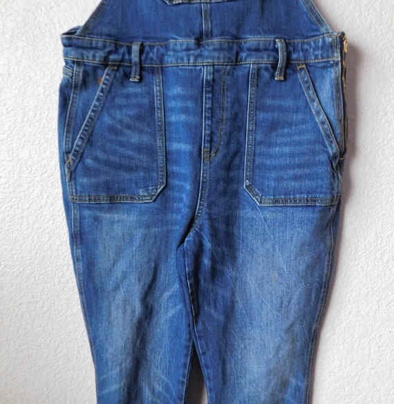 Old Navy size 14 blue denim overall/distressed ca… - image 3