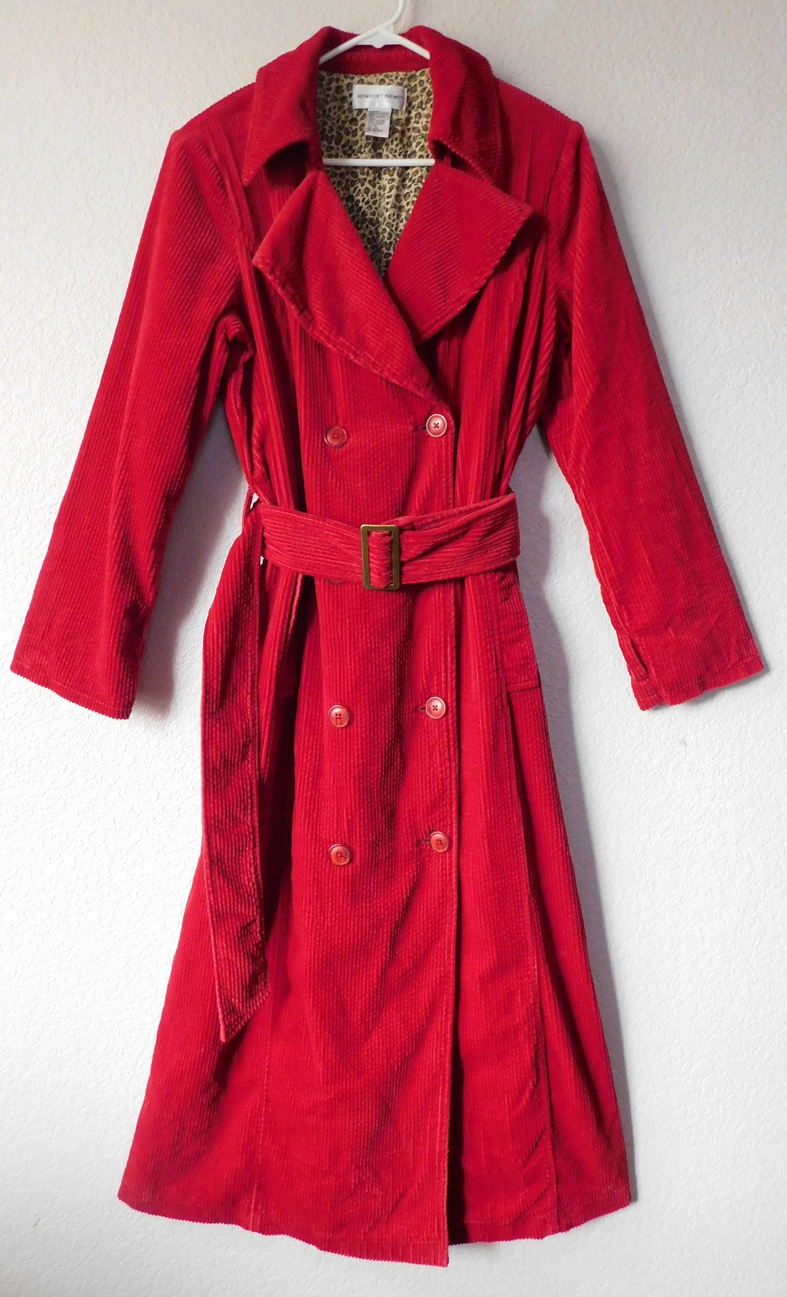 Newport News women's red corduroy maxi coat/100% cotton | Etsy