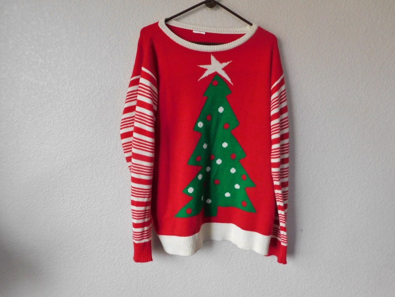 Vintage Christmas pullover sweaterChristmas tree star stripessize XL