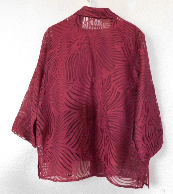 Alfred Dunner size 12 burgundy sheer blouse/camis… - image 5