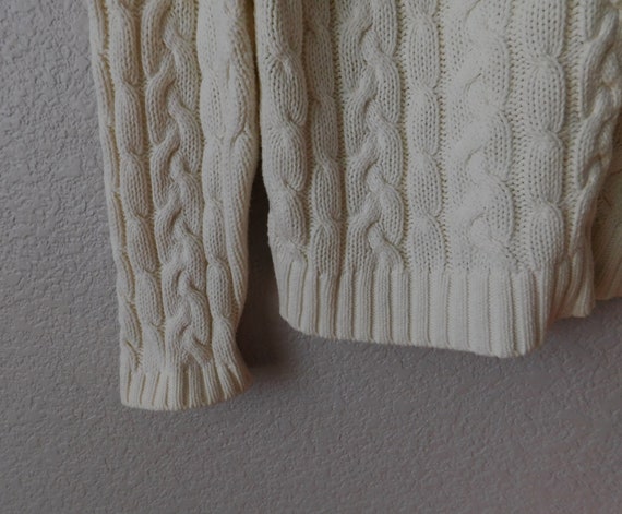 Woman's size PM ivory cable knit cotton sweater/f… - image 4