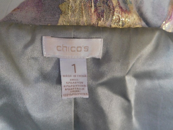 Chico's  SIZE 1 paisley pattern jacket/gold gray … - image 8