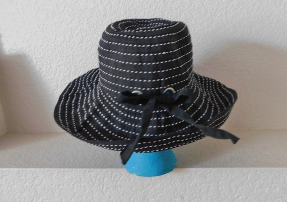 Vintage  one size women's wide brim sun hat/black… - image 3