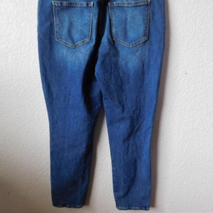 Old Navy size 14 blue denim overall/distressed carpenter pants/strap hook functional blue denim overall image 7