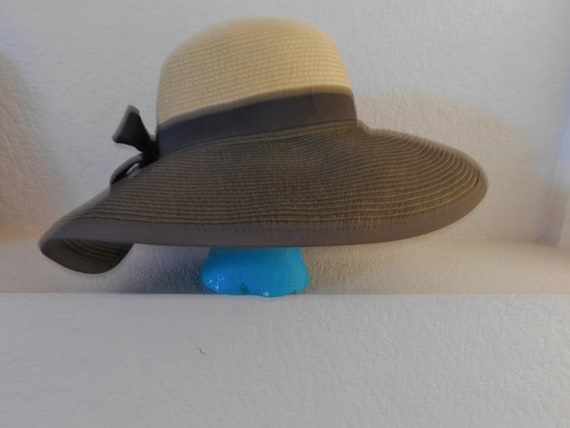 Vintage wide brim sun hat/natural fiber wide brim… - image 2