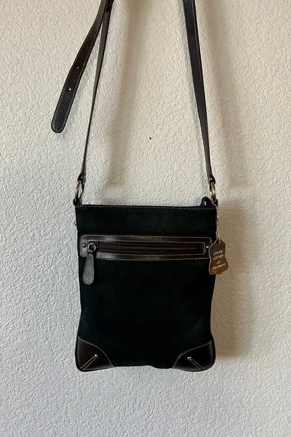 Genuine suede leather green crossbody/dark green … - image 1