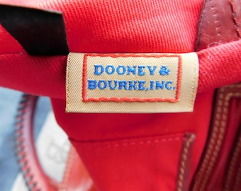 Dooney & Bourke canvas red leather gold hardware cross body/Red leather  edge handle canvas satchel cross body/classic Dooney cross body bag