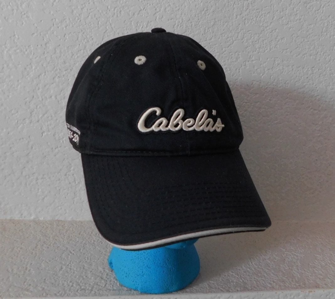 Vintage Cabela's Crossed Rifle & Fishing Rod Foam & Mesh Snapback Hat Cap  A11 