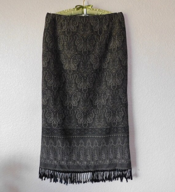 Talbots women's classic tassel wool long skirt/bro