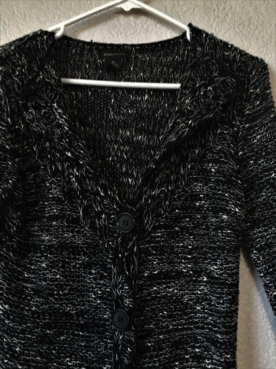 BCBGMAXAZRIA Size M Women's Cardigan/black White Mix Ruffle BCBGMAXAZRIA Size M Women's Cardigan/black White Mix Ruffle