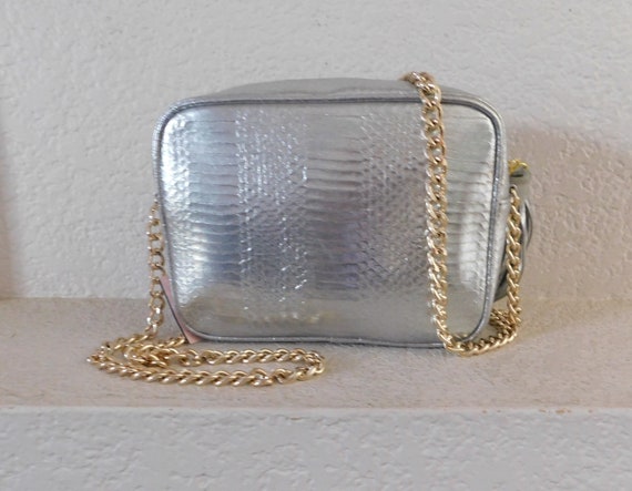 New Victoria Secret python emboss SILVER gold cha… - image 2