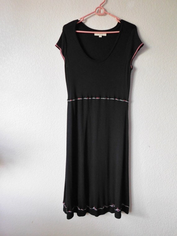 Ann Taylor Loft size M  black midi knit dress/acce