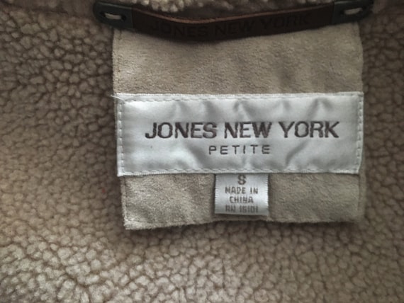 Jones New York Size S Women's Coat/beige Fur Faux Suede Coat Jones New York Size S Women's Coat/beige Fur Faux Suede Coat