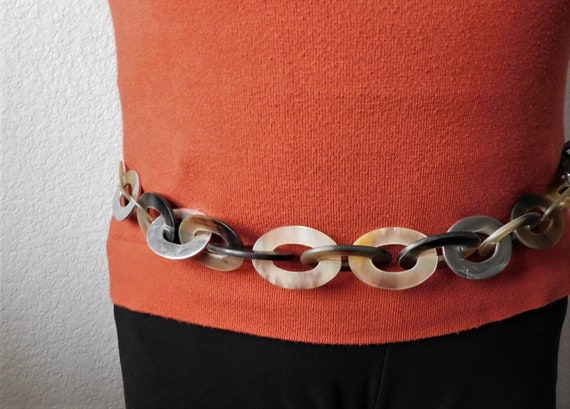 Vintage manouk women's link chain belt/leopard re… - image 1