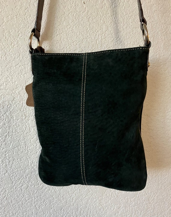 Genuine suede leather green crossbody/dark green … - image 2