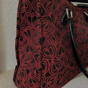 Diane von Furstenberg red heart travel bag/black red heart large travel tote bag/durable beautiful DvF large red heart travel bag image 3