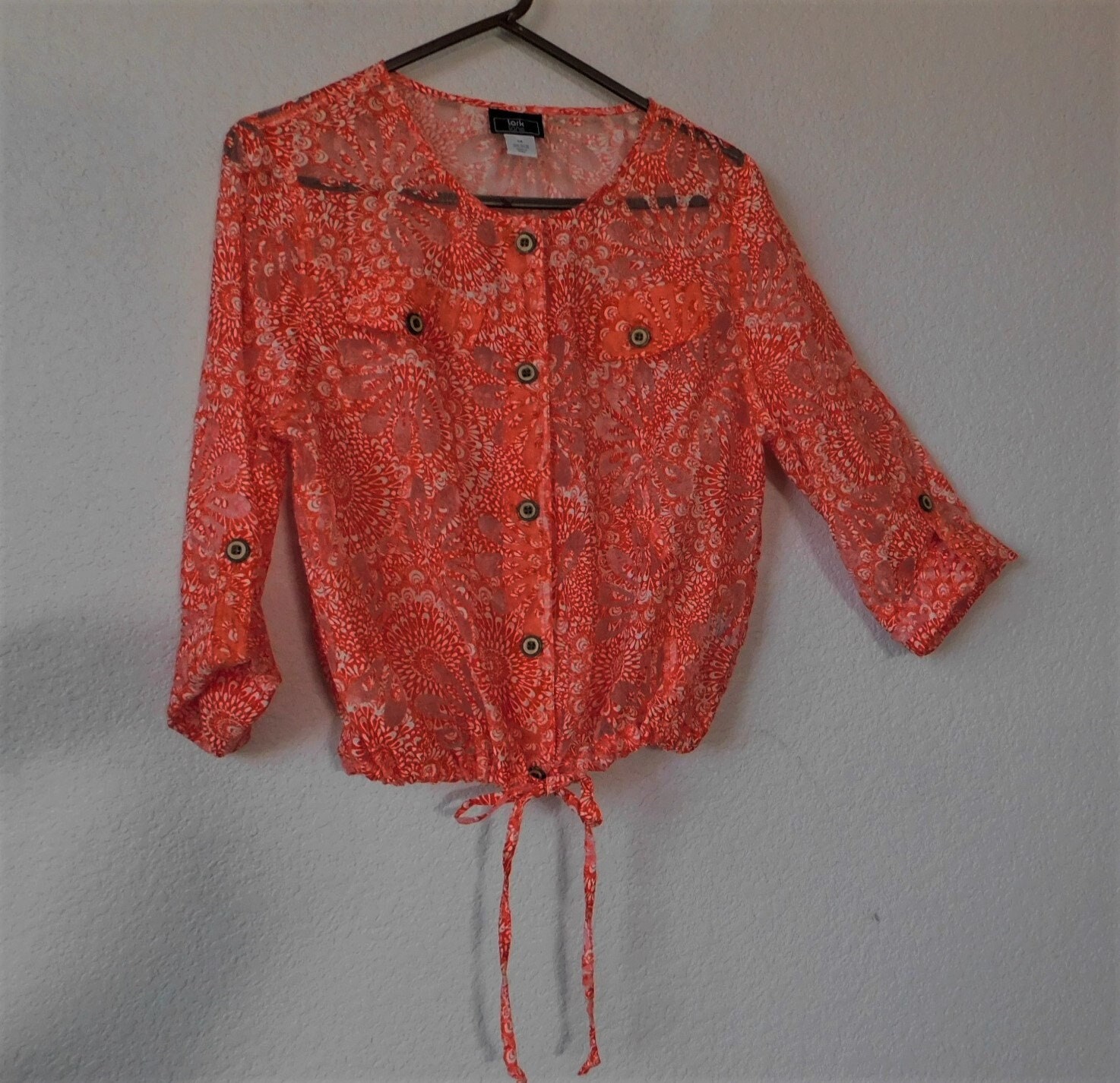 lawgy neck string sheer blouse ブラウン 19357967_42639793_322.jpg