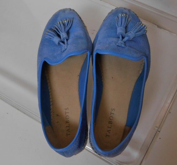 Talbot women's blue suede espadrille flat shoes/ b