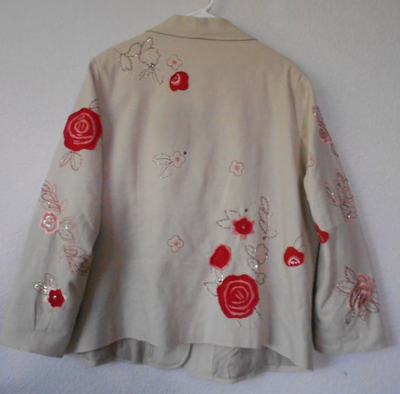 Anne Carson size 2X beige jacket/embellished line… - image 2