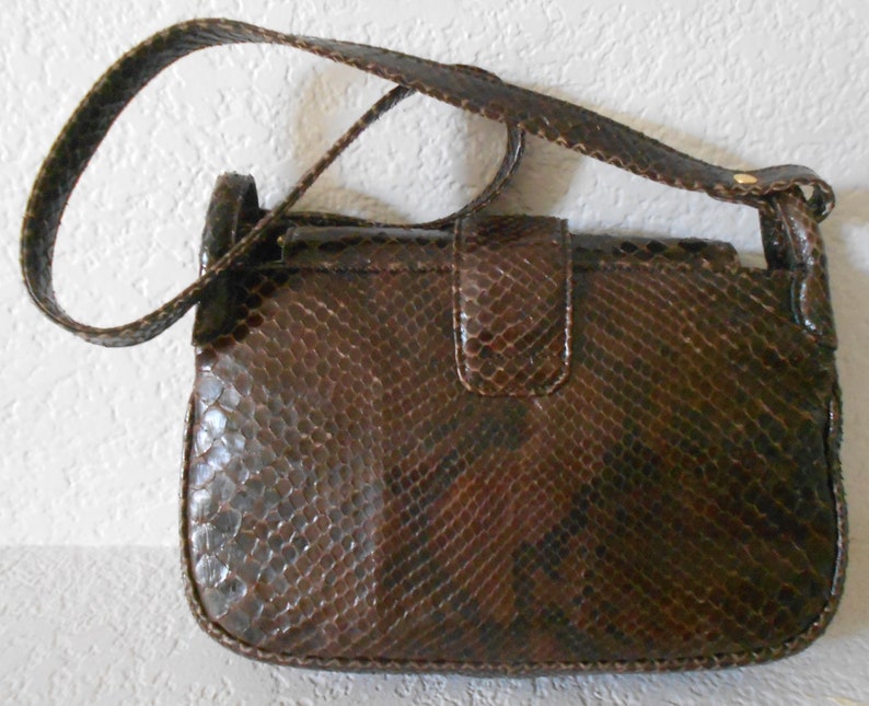Rare Fortuna Valentino legendary python skin leather shoulder bag1950/'s Valentino real pytone skin gold tone hardware leather shoulder bag