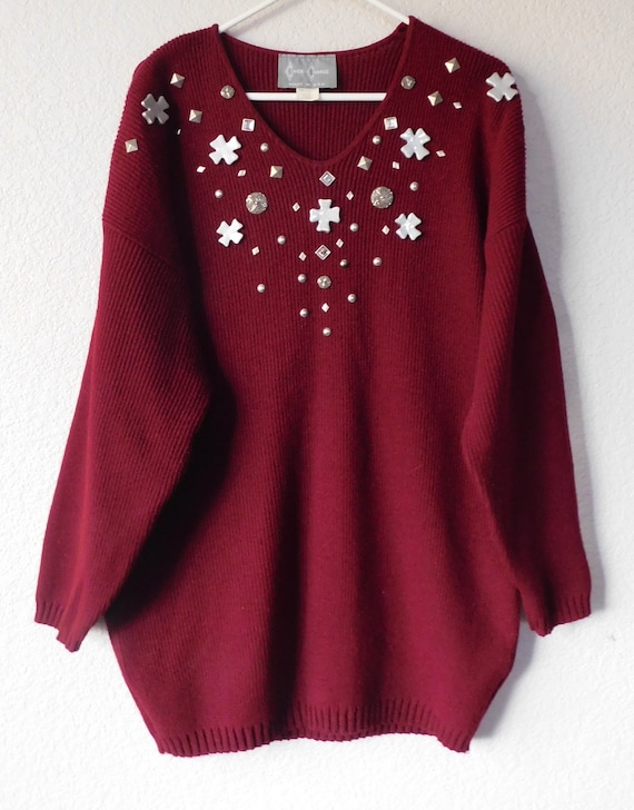 cover charge SIZE XL burgundy sweater/pullover sil