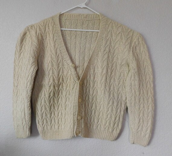 Hand knit men's long sleeve wool sweater/ chevron