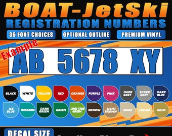 3"x18" Boat Registration Numbers Vinyl Decal CUSTOM Boat Vinyl Personalized Sticker Boating License Decals Stickers Marine Marina Fishing
