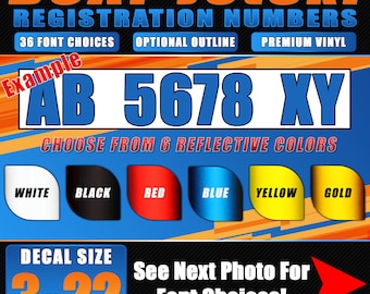 3x22" Reflective Boat Registration Numbers Vinyl Decal CUSTOM Boat Vinyl Personalized Sticker Boating License Decals Stickers Marine Marina