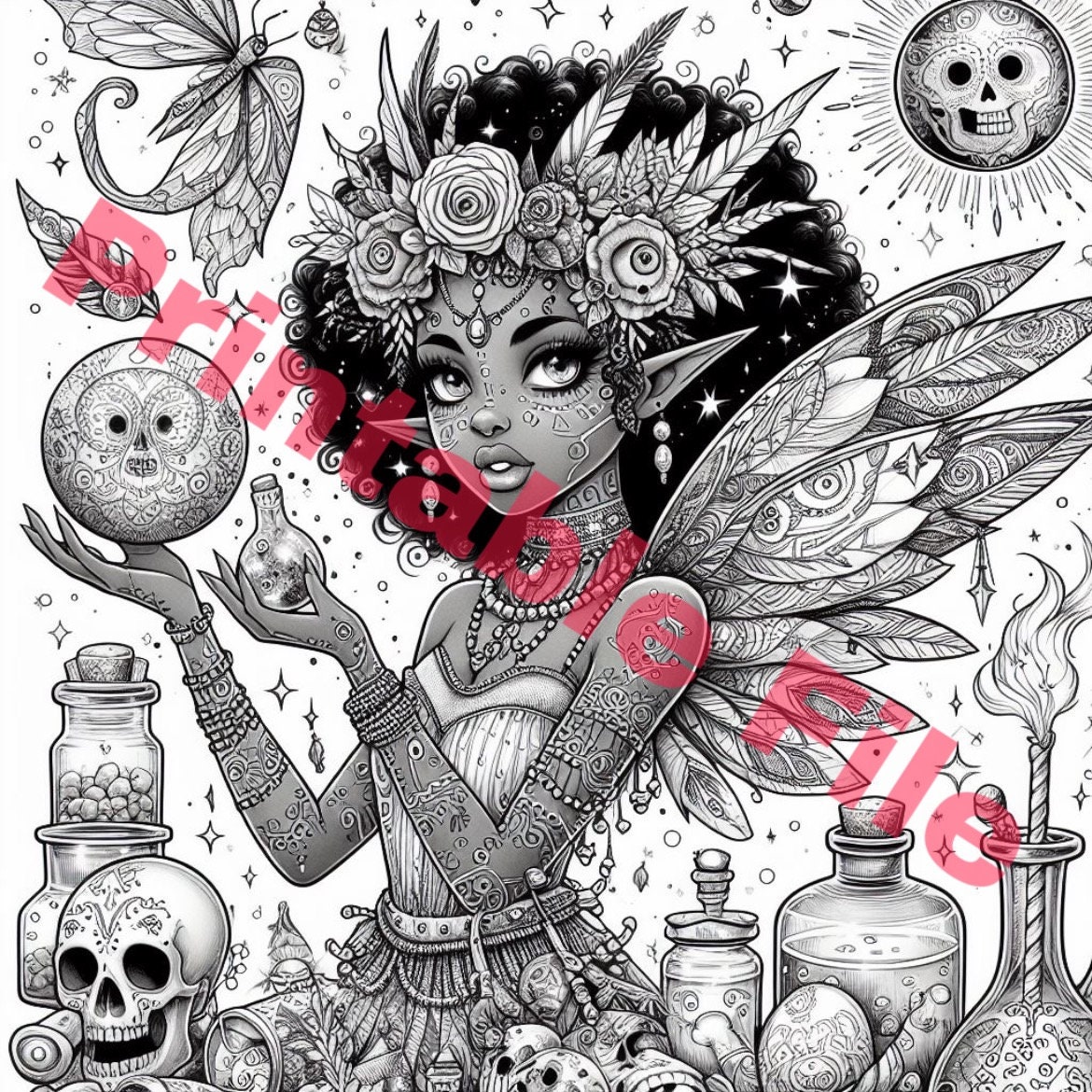 9 Printable African American Fairy Coloring Pages - Etsy