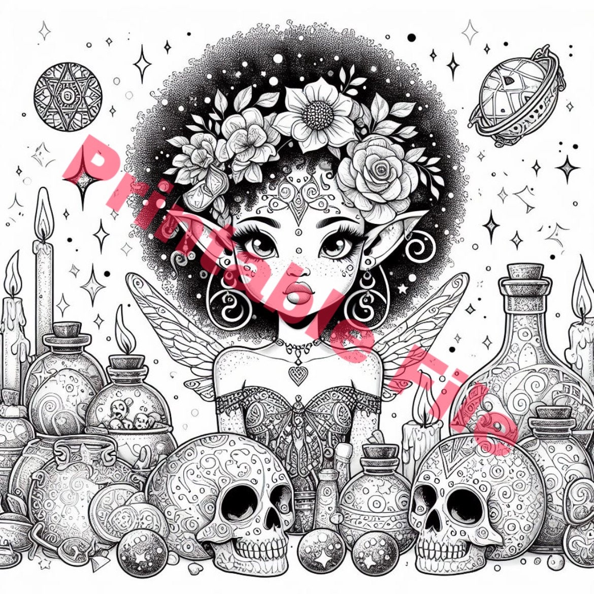 9 Printable African American Fairy Coloring Pages - Etsy